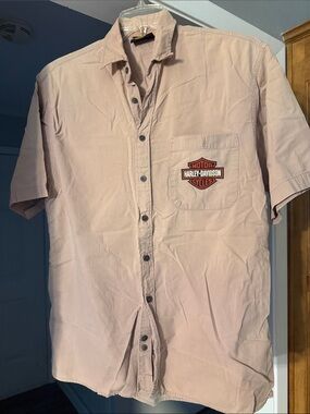 Harley-Davidson Men’s Short-Sleeve Button-Up Shirt in Khaki